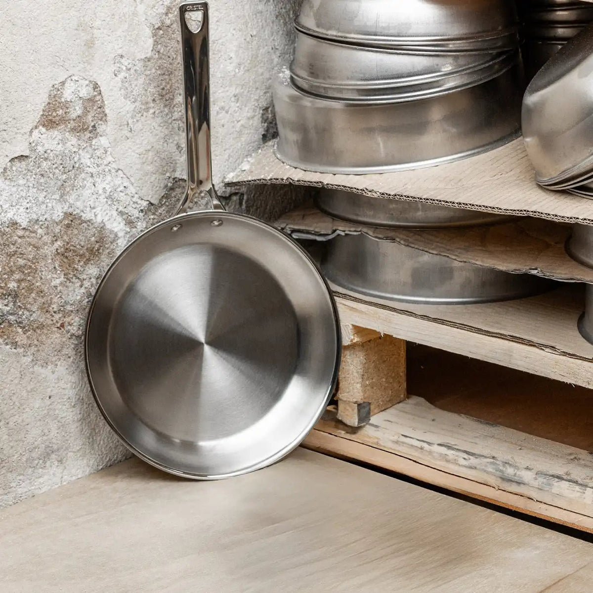 2-Piece Set of Heritage Style 10/18 Stainless Steel Frying Pans - Low Plastic Lifestyle