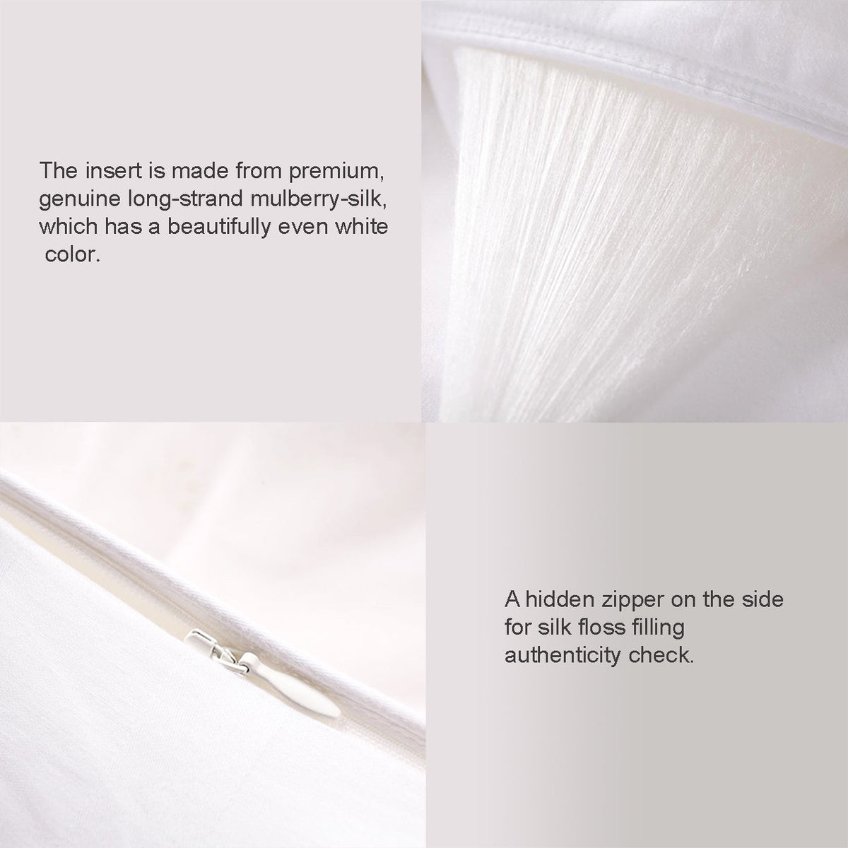 100% Mulberry Silk Filled Pillow Insert (Soft)