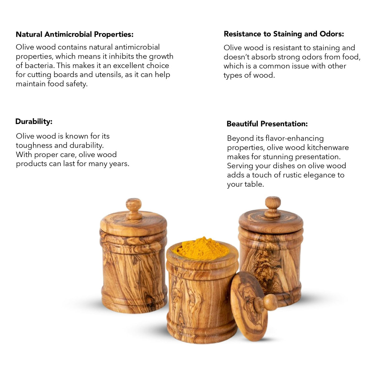 Handcrafted Olive Wood Canister Set (2 or 4 pieces)