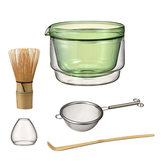 Glass and Bamboo Matcha Tea Set (Green)