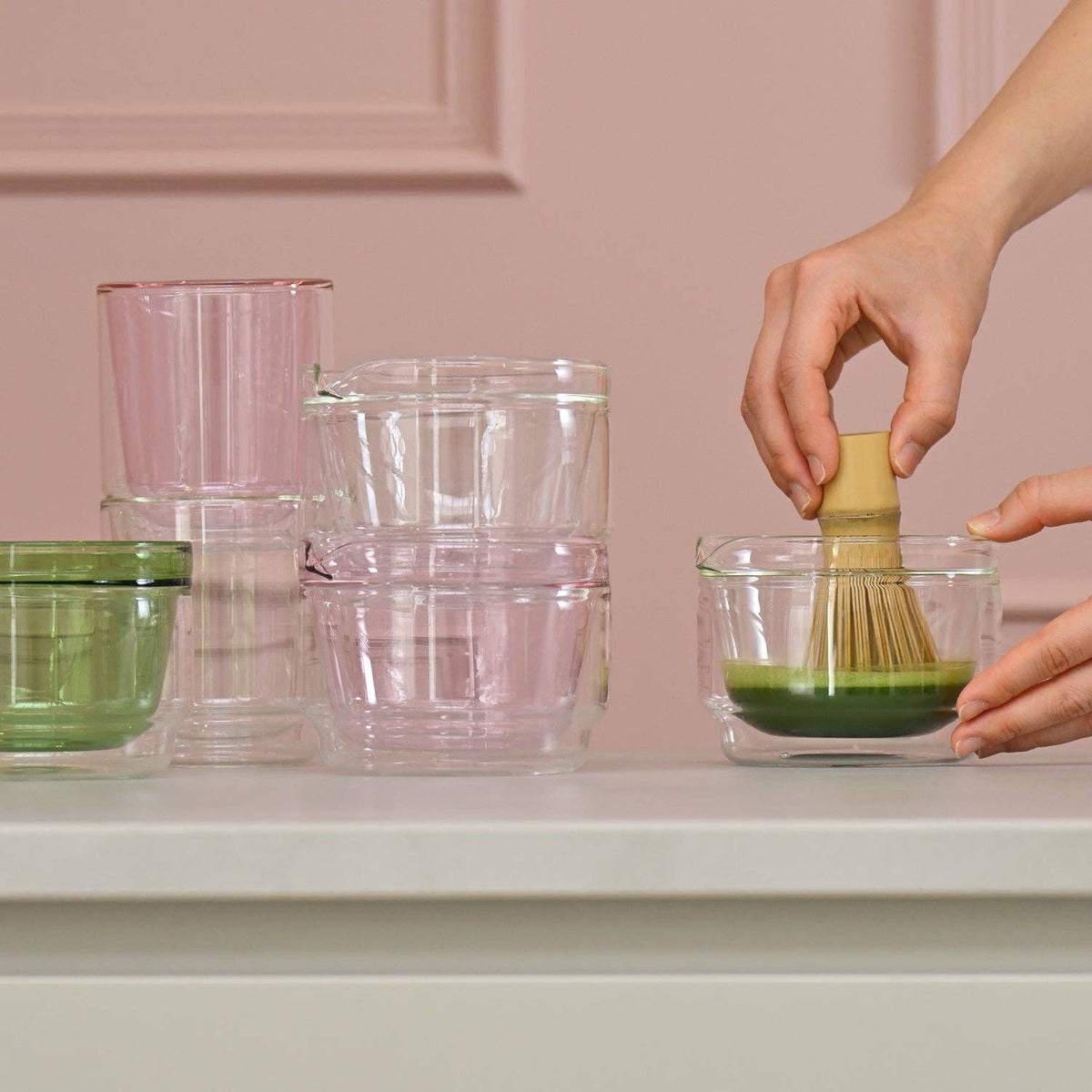 Glass and Bamboo Matcha Tea Set (Green)