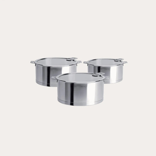 3-Piece Set of 18/10 Stainless Steel Saucepans (Lids Included) - Low Plastic Lifestyle