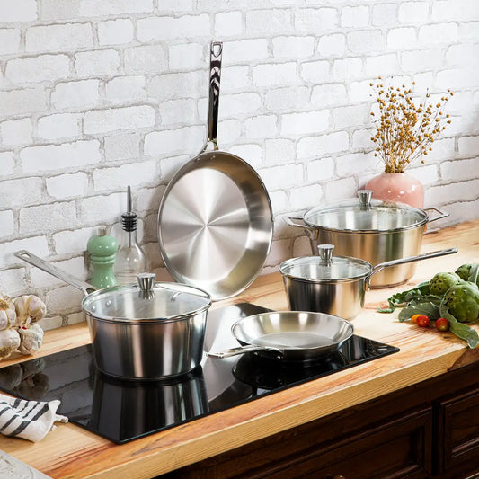 8-Piece 10/18 Stainless Steel Heritage Style Cookware Set