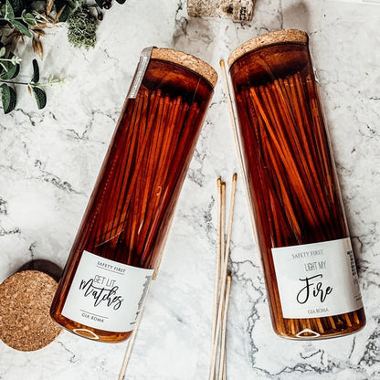 Extra Long Apothecary Matches in Amber Glass Jar With Cork Lid (150 count)
