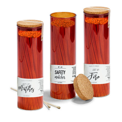 Extra Long Apothecary Matches in Amber Glass Jar With Cork Lid (150 count)