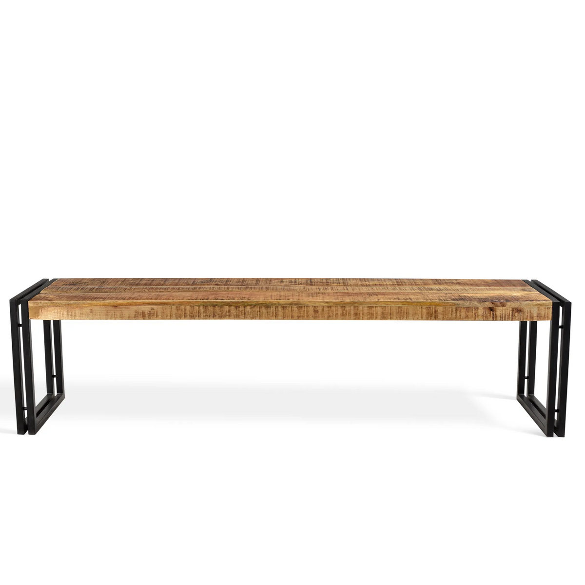 Industrial Cottage-core Reclaimed Mango Wood Bench with  Galvanized Iron Legs