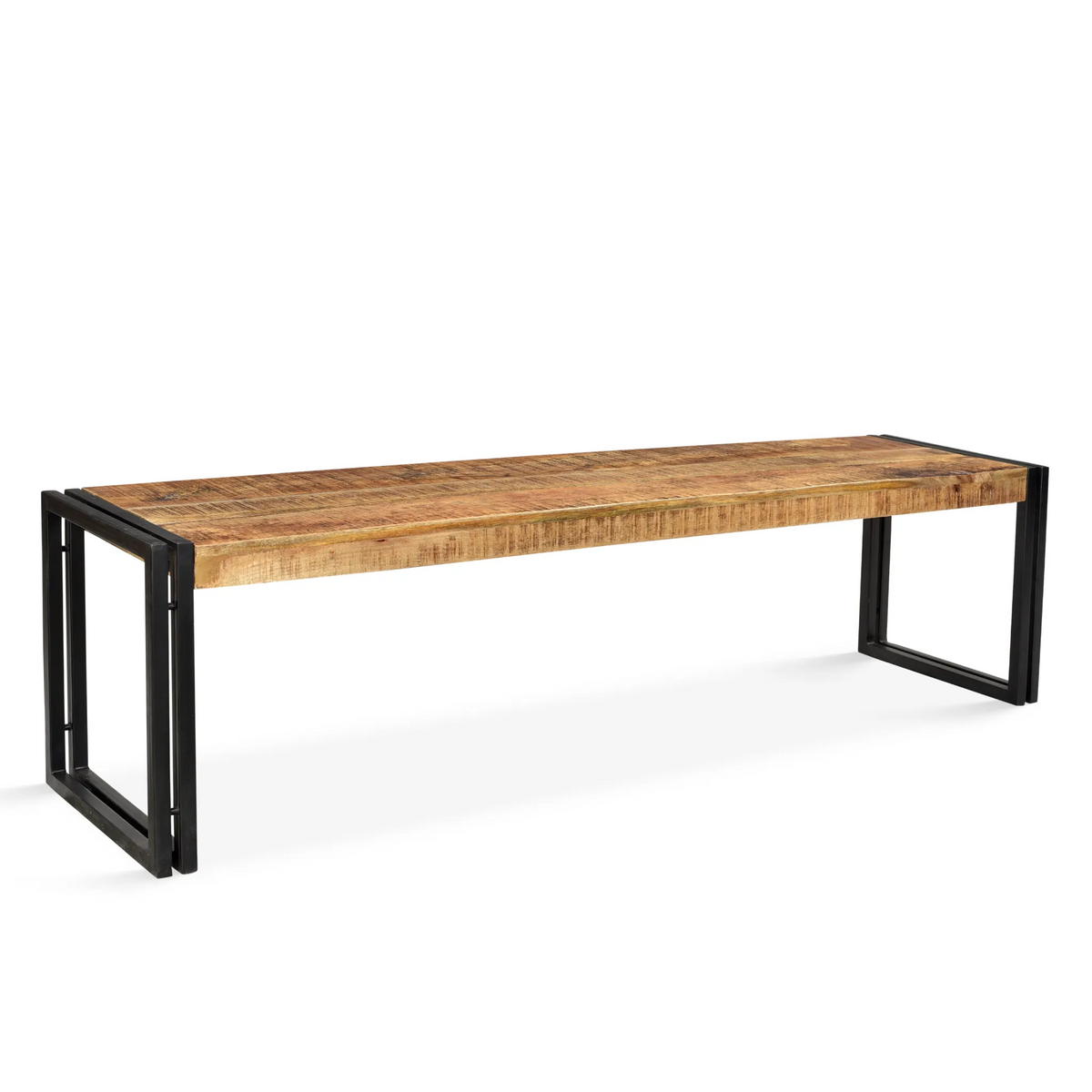 Industrial Cottage-core Reclaimed Mango Wood Bench with  Galvanized Iron Legs