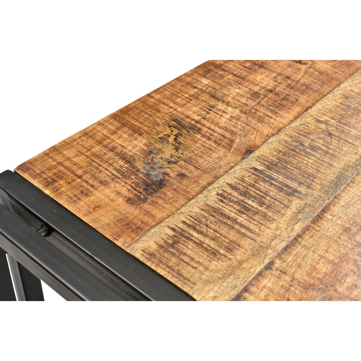 Industrial Cottage-core Reclaimed Mango Wood Bench with  Galvanized Iron Legs