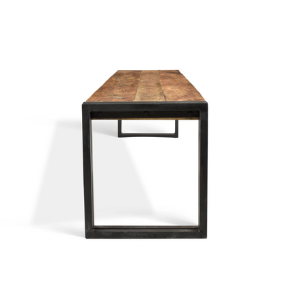 Industrial Cottage-core Reclaimed Mango Wood Bench with  Galvanized Iron Legs