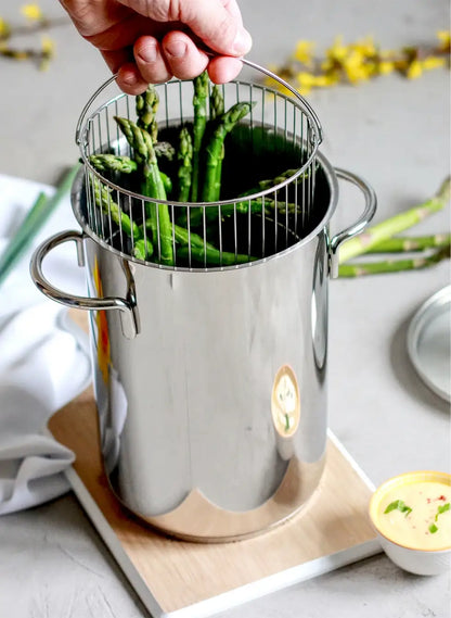 18/10 Stainless Steel Asparagus Pot with Specialty Insert and Glass Lid