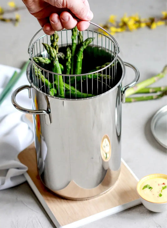 18/10 Stainless Steel Asparagus Pot with Specialty Insert and Glass Lid