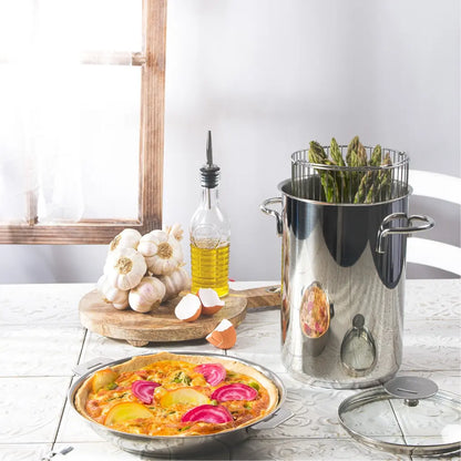 18/10 Stainless Steel Asparagus Pot with Specialty Insert and Glass Lid