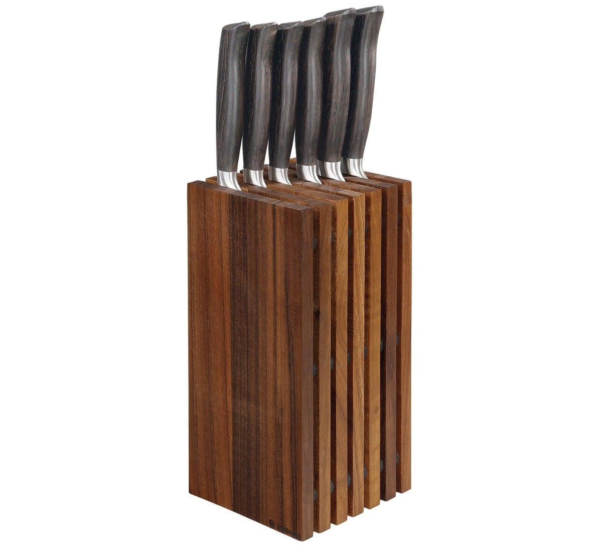 Slotted Knife Block, Walnut, 5.4" x 5.4" x 10.75"