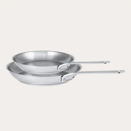 2-Piece Set of Heritage Style 10/18 Stainless Steel Frying Pans