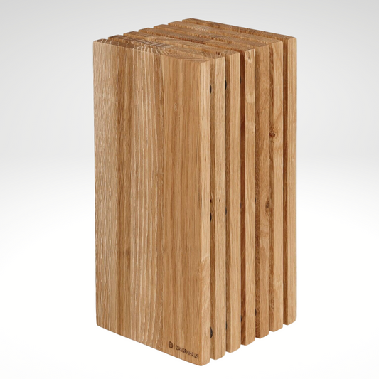 Oak Wooden Slotted Knife Block