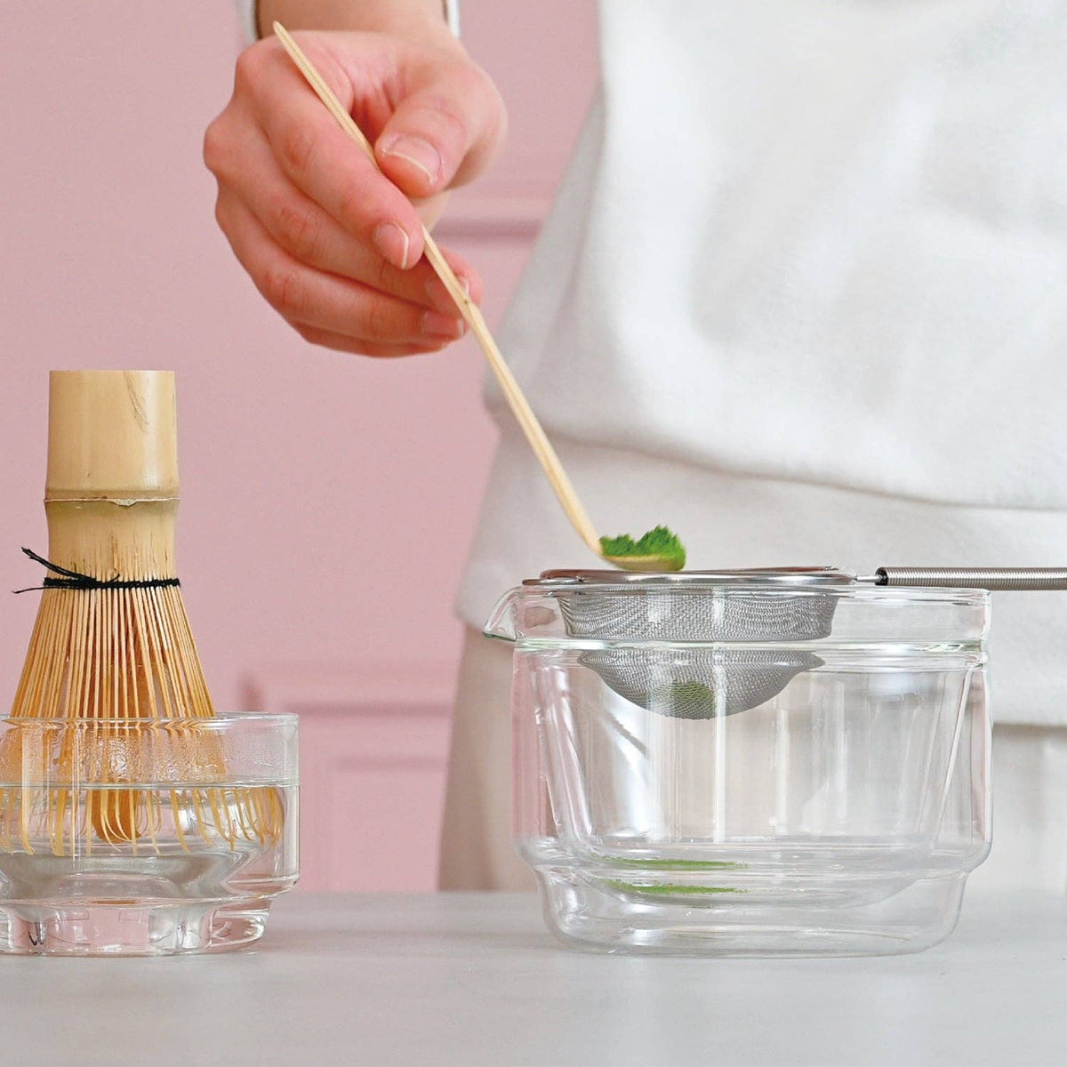 Glass and Bamboo Matcha Tea Set (Green)