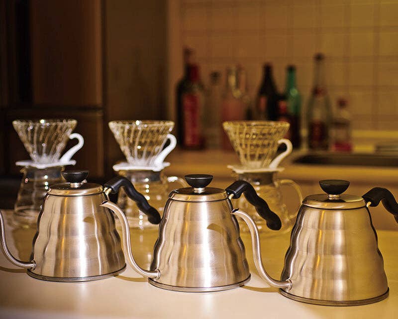 Stainless Steel Hario V60 "Buono"  1 Liter Drip Kettle in Silver (3 Sizes Available)