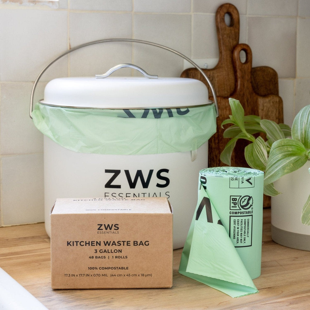 Countertop Composting Kit with 6.5 Bin, 48 Bags, and 3 Filters