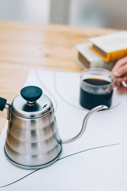 Stainless Steel Hario V60 "Buono"  1 Liter Drip Kettle in Silver (3 Sizes Available)