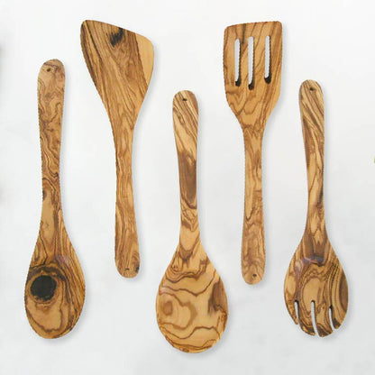 5-Piece Hand-Carved Olive Wood Utensil Set