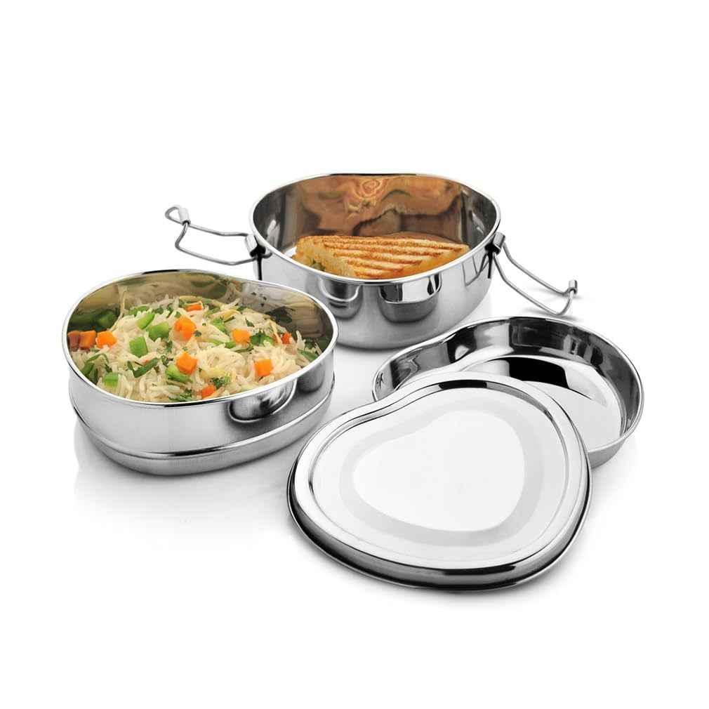 Stainless Steel Heart-Shaped Lunch Box (400 ml capacity)