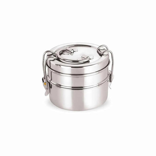 2-Tier Stainless Steel Lunch Box with Lock Clip
