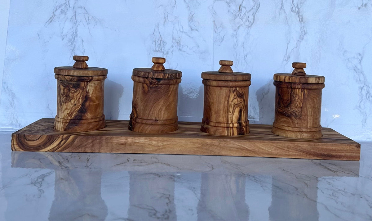 Handcrafted Olive Wood Canister Set (2 or 4 pieces)