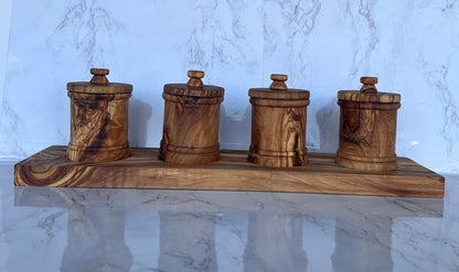 Handcrafted Olive Wood Canister Set (2 or 4 pieces)