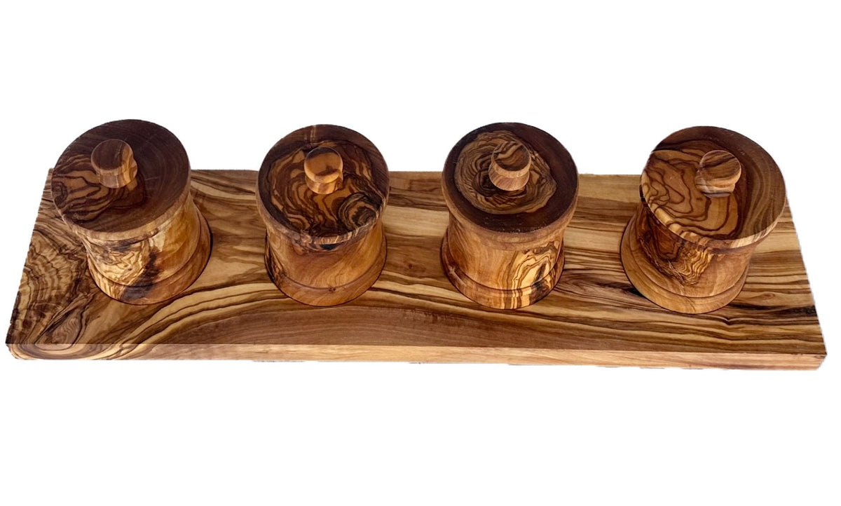 Handcrafted Olive Wood Canister Set (2 or 4 pieces)