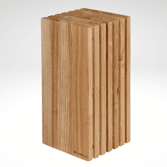 Oak Wooden Slotted Knife Block - Low Plastic Lifestyle