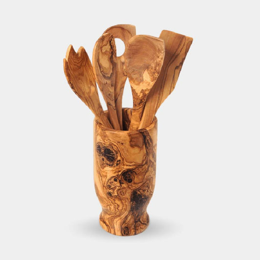 6-Piece Hand-Carved Olive Wood Utensil Set