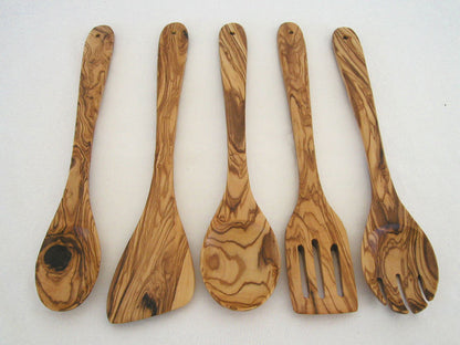 5-Piece Hand-Carved Olive Wood Utensil Set