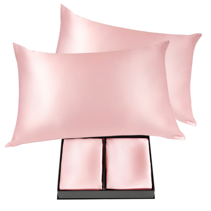 Pair of 100% Silk Pillowcases with Zipper Closure, Pink