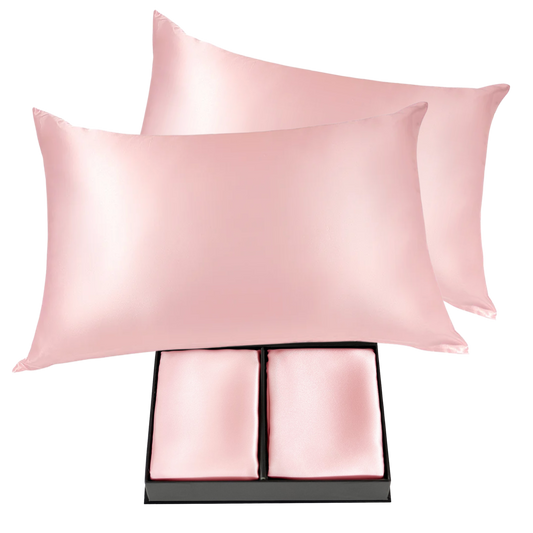 Pair of 100% Silk Pillowcases with Zipper Closure, Pink