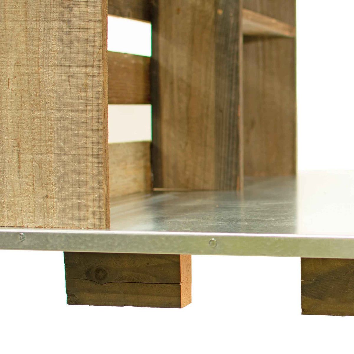 Reclaimed Redwood Rolling Table with Hutch and Cast Iron Casters