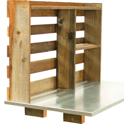 Reclaimed Redwood Rolling Table with Hutch and Cast Iron Casters