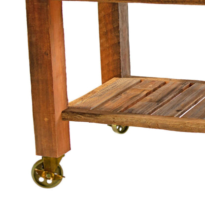 Reclaimed Redwood Rolling Cart with Cast Iron Casters