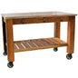Reclaimed Redwood Rolling Cart with Cast Iron Casters