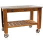 Reclaimed Redwood Rolling Cart with Cast Iron Casters