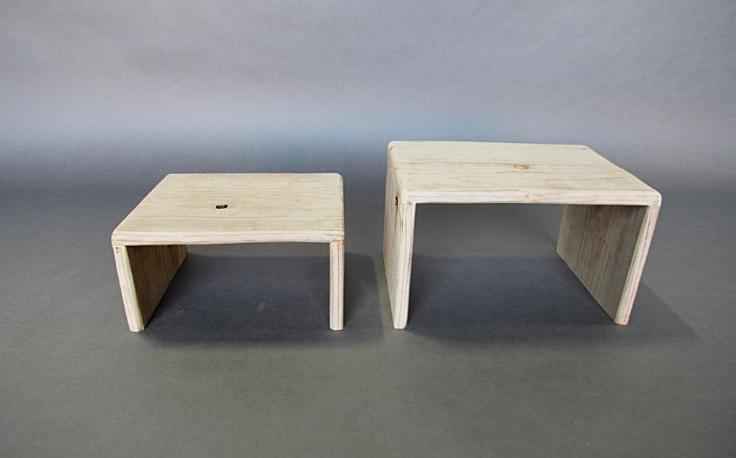 Finished Reclaimed Redwood and Steel Table Set (includes table, bench, and risers)
