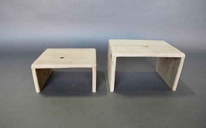 Finished Reclaimed Redwood and Steel Table Set (includes table, bench, and risers)