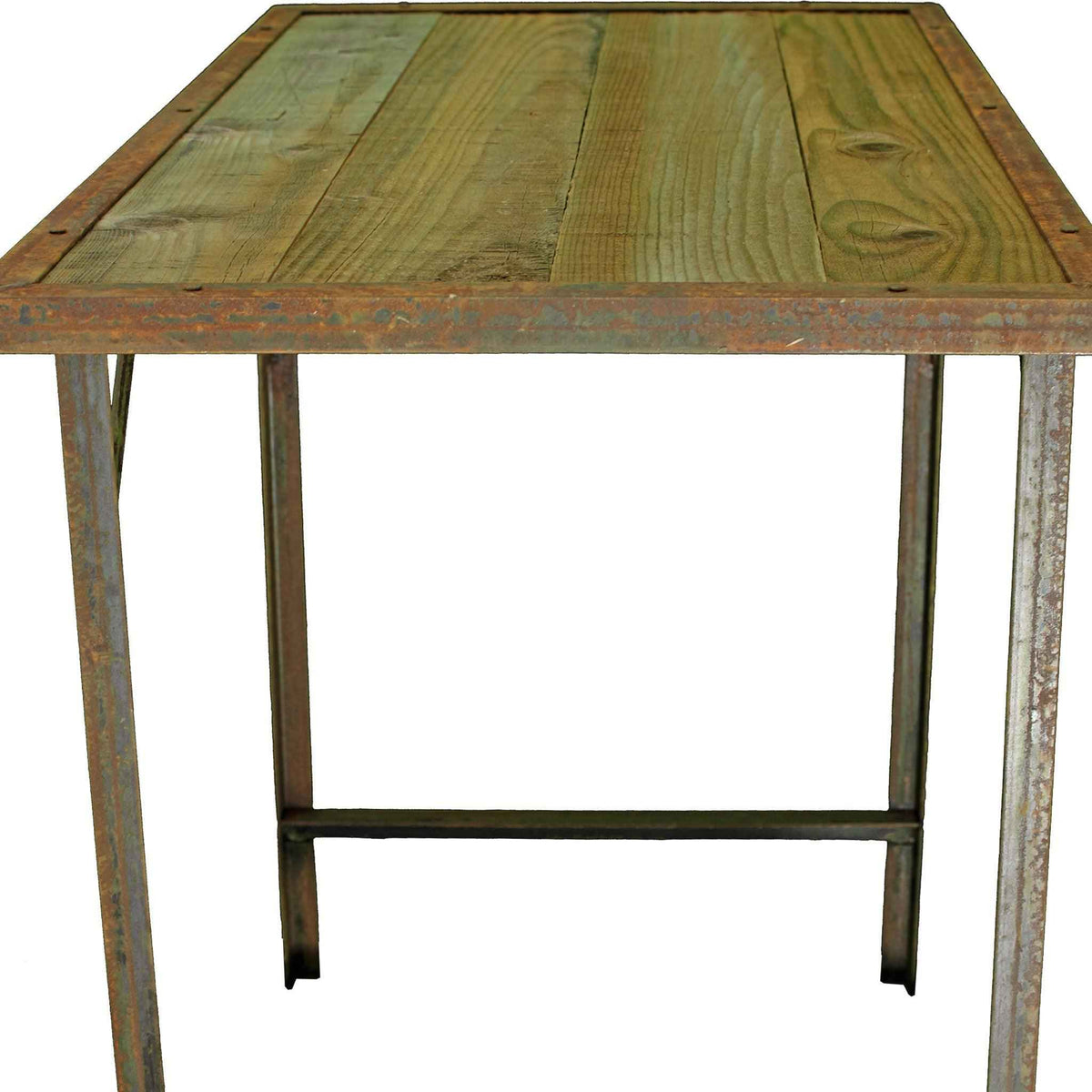 Raw Reclaimed Redwood and Finished Steel Indoor/Outdoor Table (30" x 36" x 20")