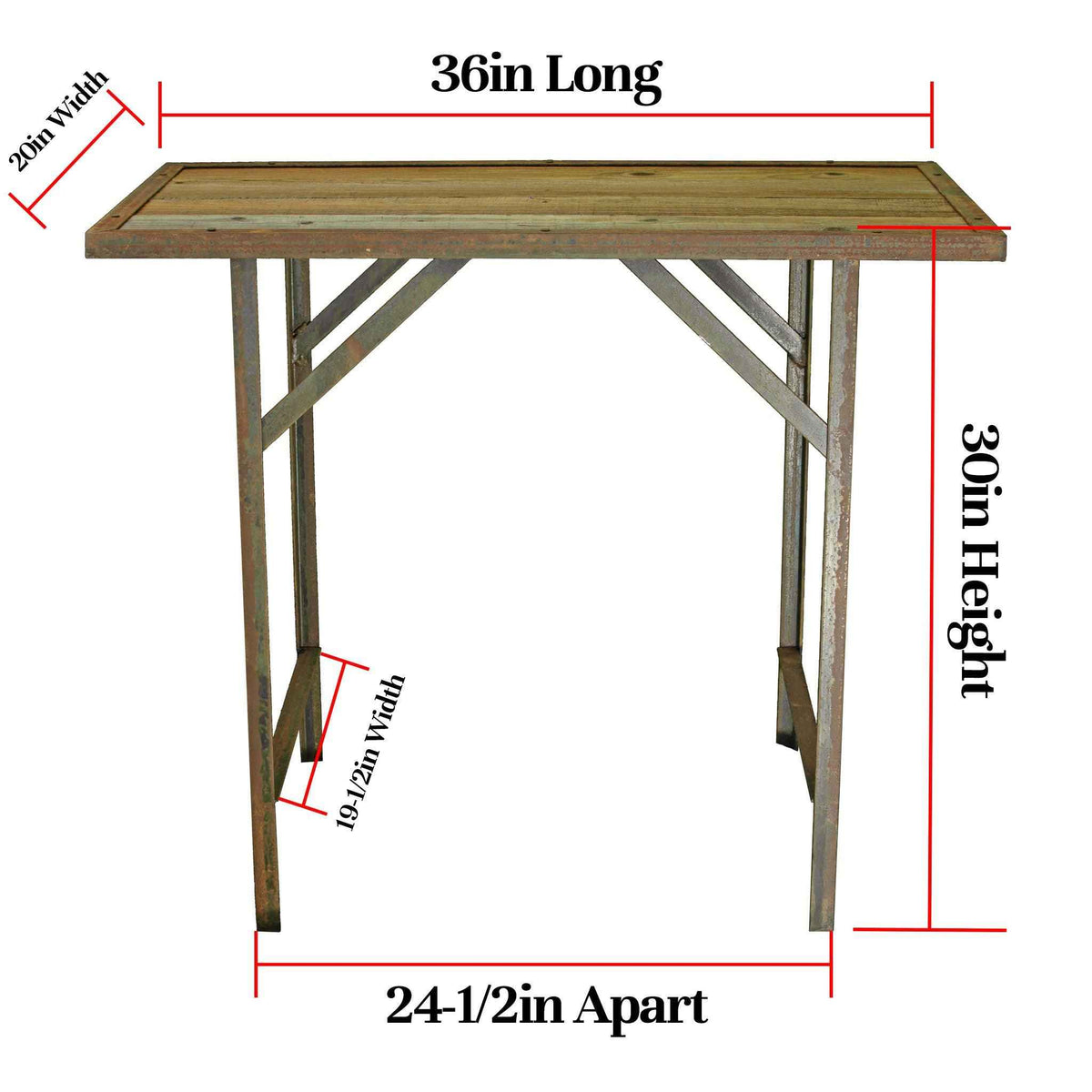 Raw Reclaimed Redwood and Finished Steel Indoor/Outdoor Table (30" x 36" x 20")