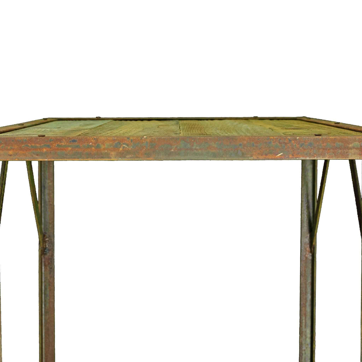 Raw Reclaimed Redwood and Finished Steel Indoor/Outdoor Table (30" x 36" x 20")