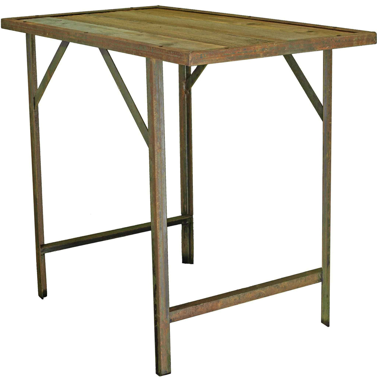 Raw Reclaimed Redwood and Finished Steel Indoor/Outdoor Table (30" x 36" x 20")