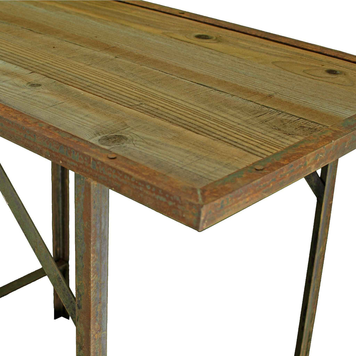 Raw Reclaimed Redwood and Finished Steel Indoor/Outdoor Table (30" x 36" x 20")
