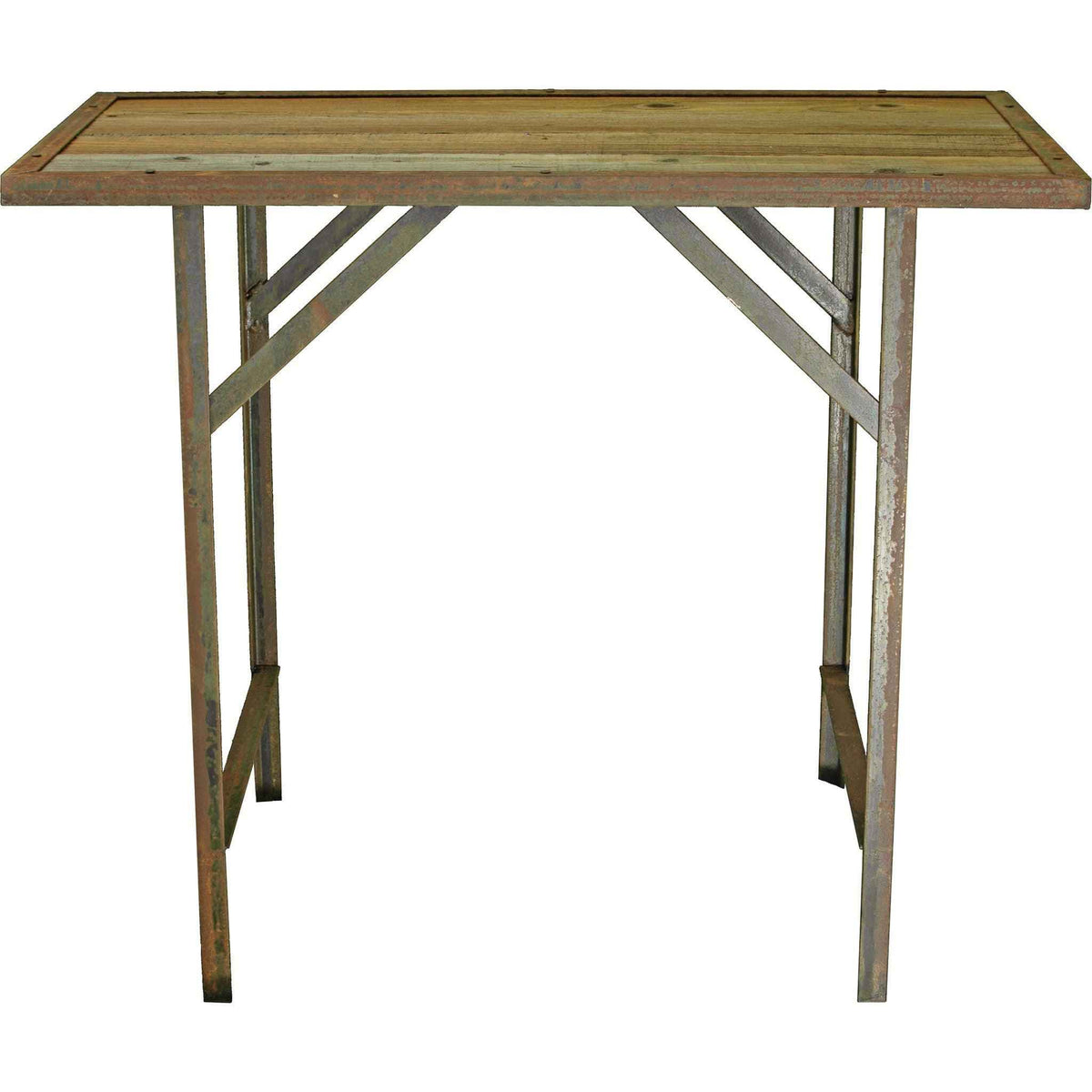 Raw Reclaimed Redwood and Finished Steel Indoor/Outdoor Table (30" x 36" x 20")