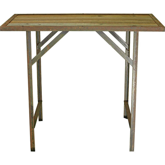 Raw Reclaimed Redwood and Finished Steel Indoor/Outdoor Table (30" x 36" x 20")