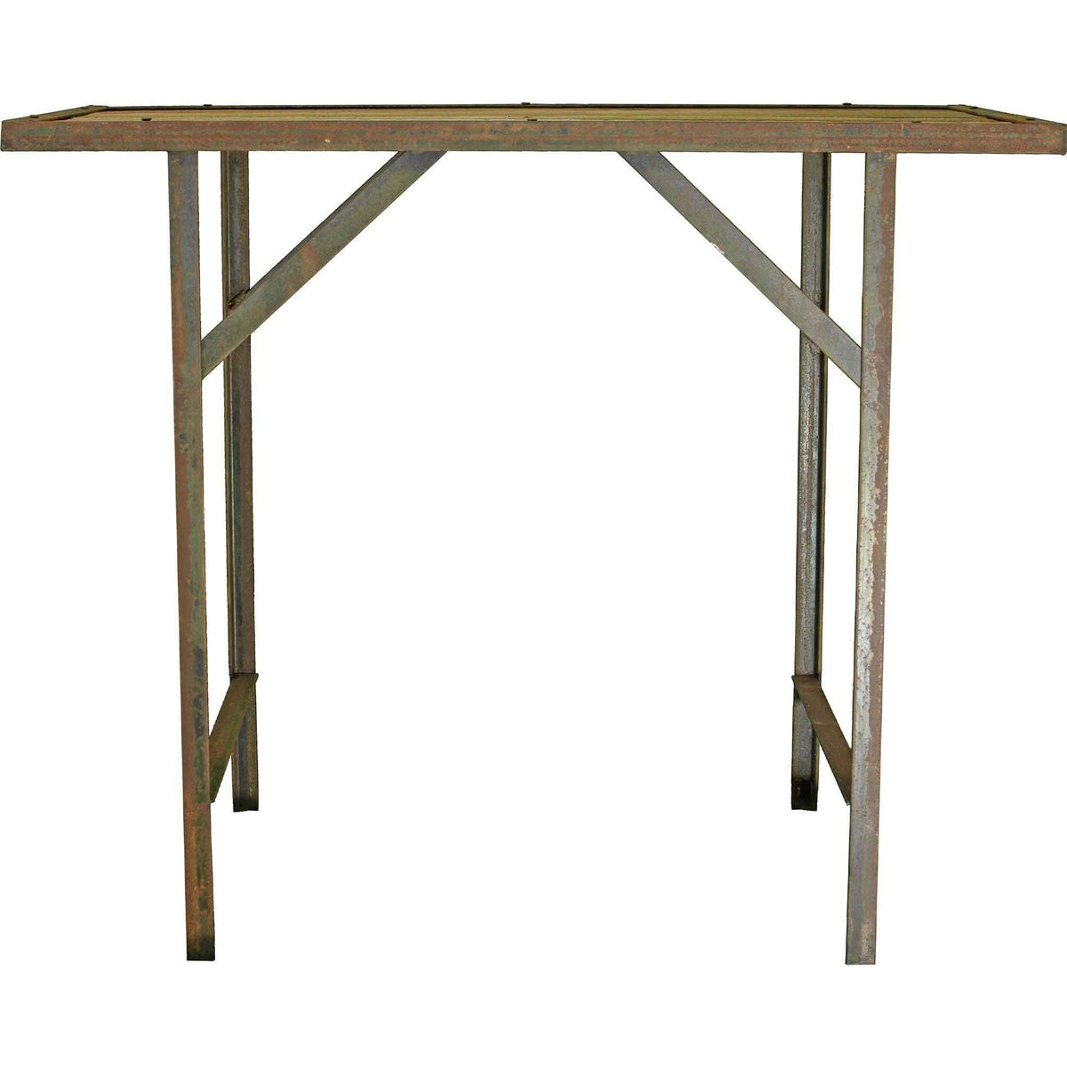 Raw Reclaimed Redwood and Finished Steel Indoor/Outdoor Table (30" x 36" x 20")